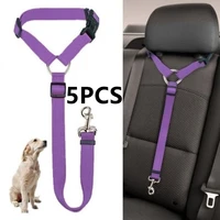 5pc solid two in one pet car seat belt lead leash backseat safety belt adjustable harness for kitten dogs collar pet accessories