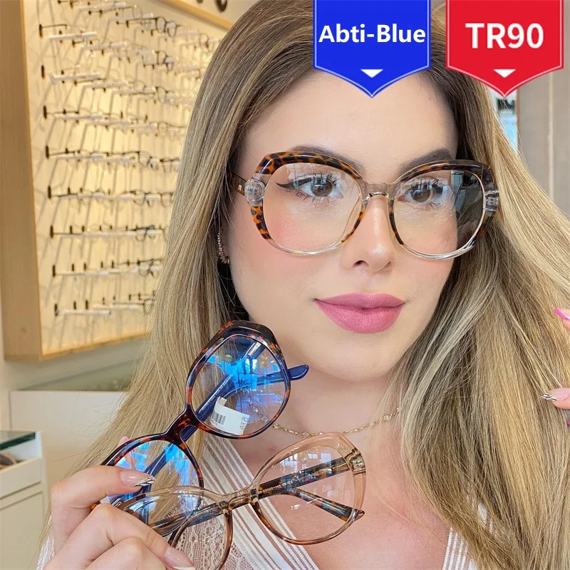 

Brand Designer Antiblue Glasses Frames Women 2023 Vintage Mirror Round Glass Blue Blocking Men Cool Oval Big Frame Eyeglasses