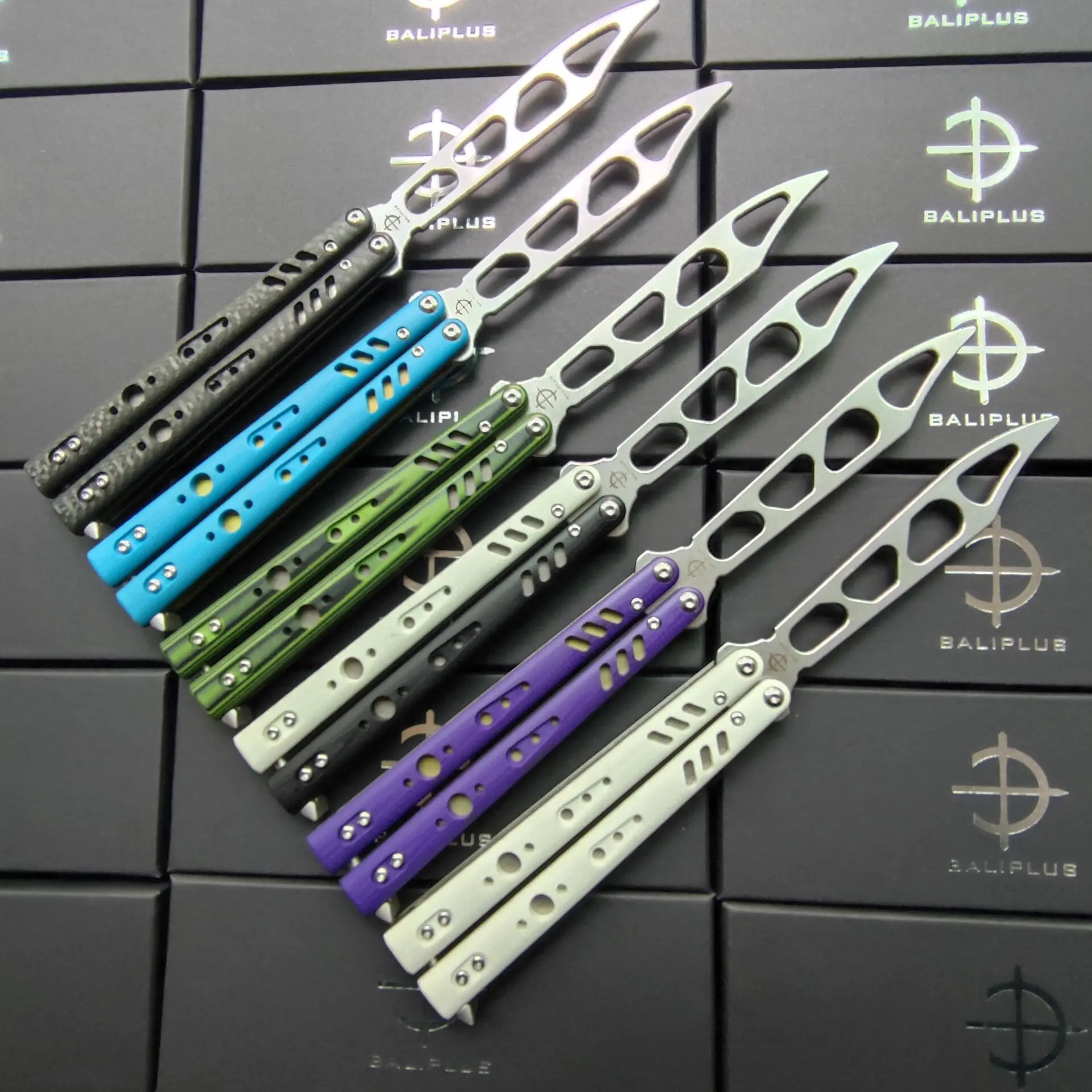 Тренировочный нож-бабочка BALIPLUS BRS D2 лезвие из углеродного волокна/алюминия/G10