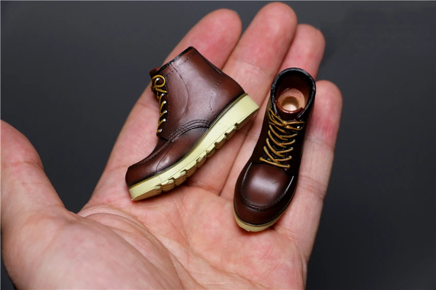 

Trend 1/6 Brown Red Retro Tooling Shoes Red Wing Motorcycle Martin Boots Solid Model fit 12 inch Soldier Doll