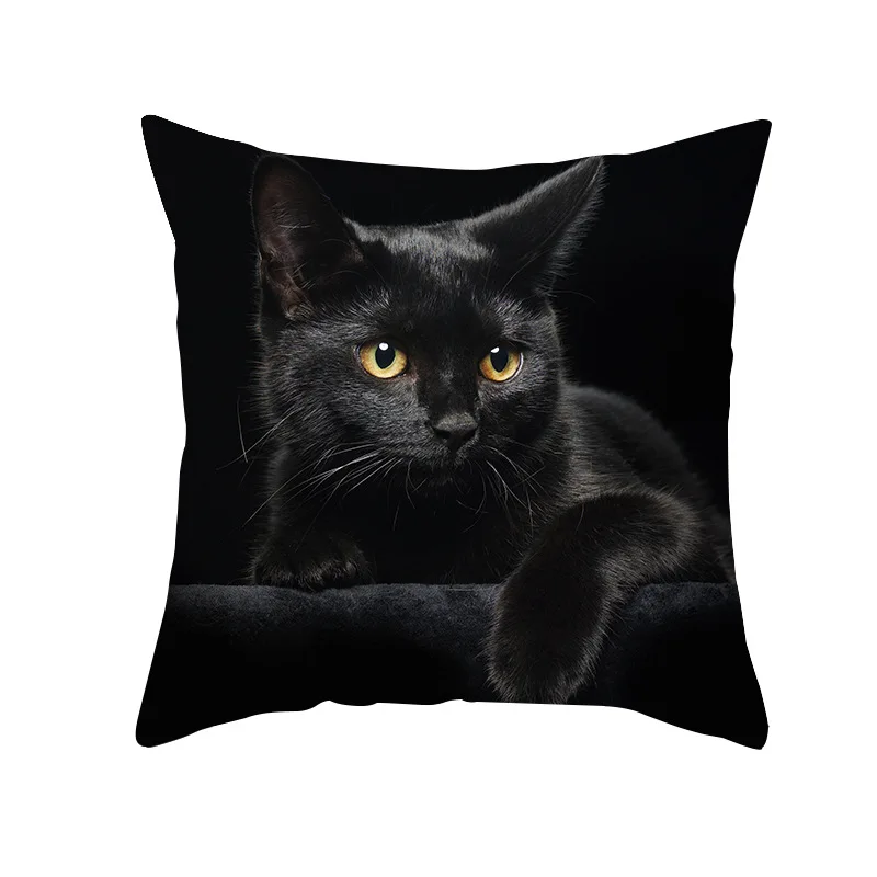 

45X45CM Black Cat Pillowcases Polyester Home Cute Kitty Animal Lover Cushion Cover Funny Home Decoration Pillow Cover