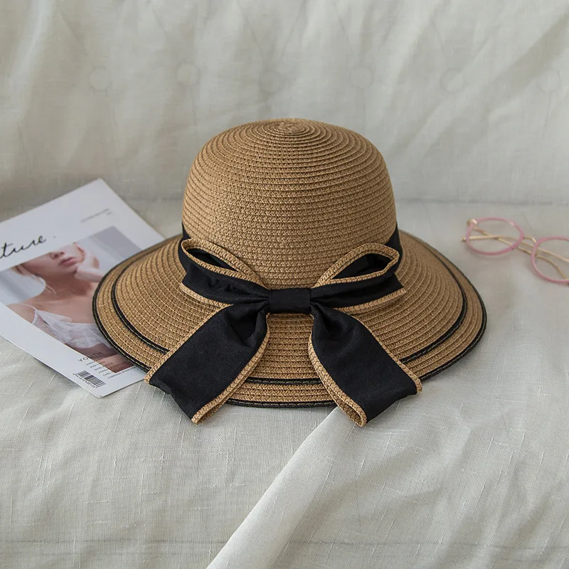 

hats for women straw hat Luxury summer Beach outing panama designer Fashion elegant women's Caps bowknot wholesale new church