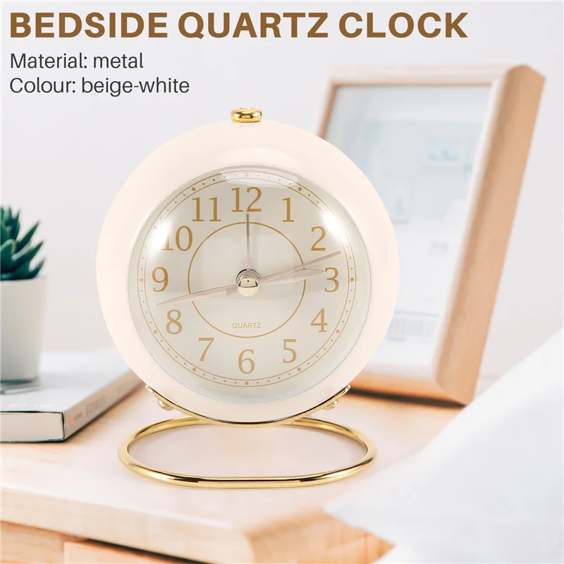 Маленькие настольные часы классические не тикающие кварцевые аналоговые