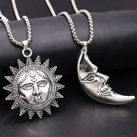 hip hop rock street style moon sun charm metal necklace diy couple jewelry crafts gift for woman and man p1998