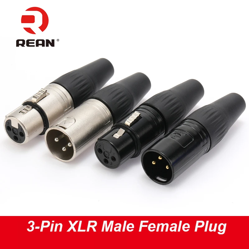 

1 PCS YS136N/137N XLR Microphone Male/Female Plug XLR Balance Connector Stage Show Audio Speaker Cable Plug Adapter REAN