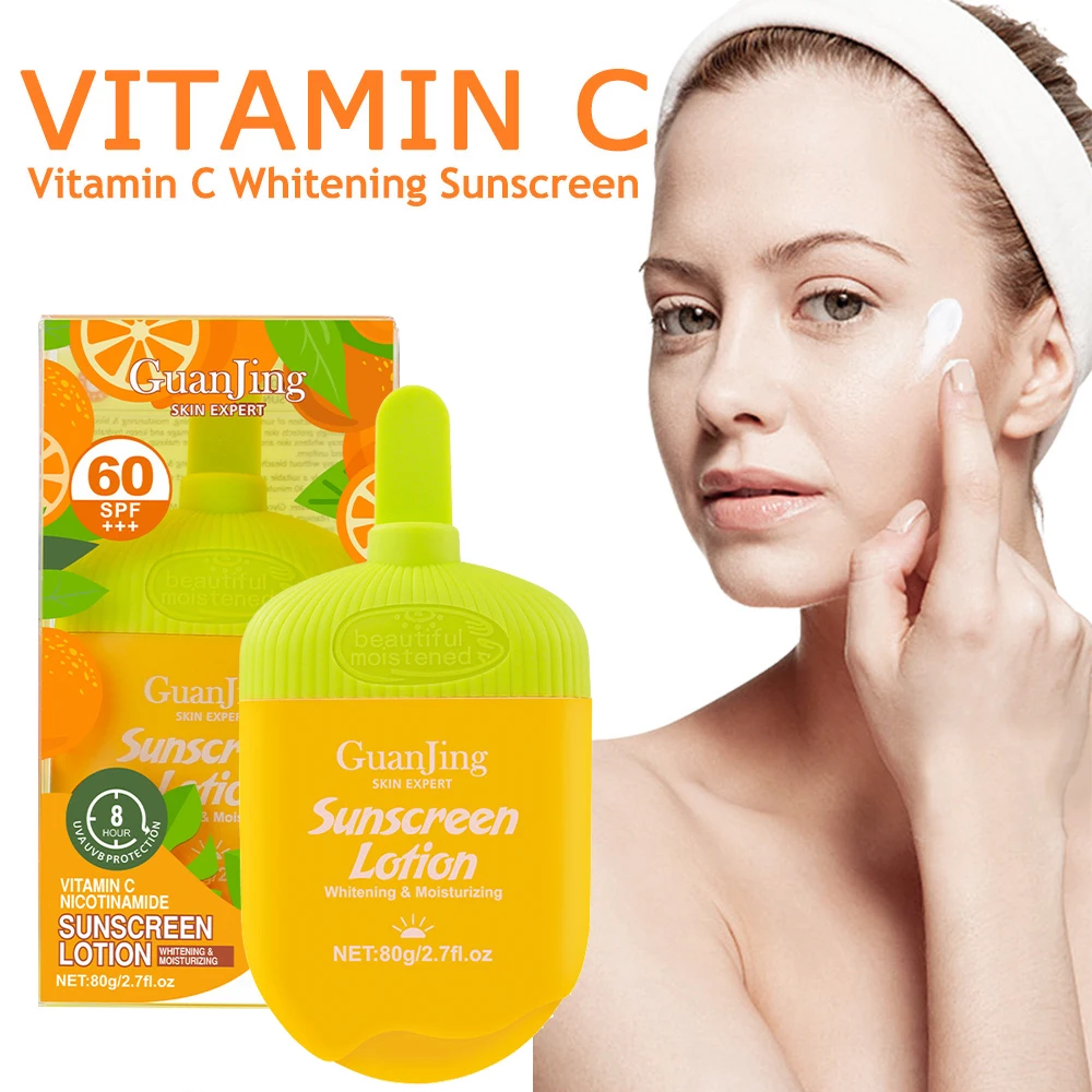 

Vitamin C Sunscreen Lotion for Face Solar Blocker Facial Whitening Skin Protection UV Blocking Protector SPF60 Block Sun Cream