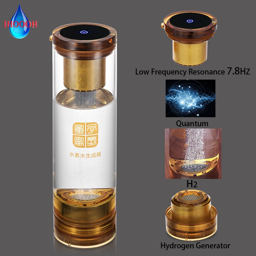 

600ML Rechargeable Quantum Glass Hydrogen Water Generator Bottle MRETOH/Molecular Resonance 7.8 Hertz Alkaline H2 Drinking Cup