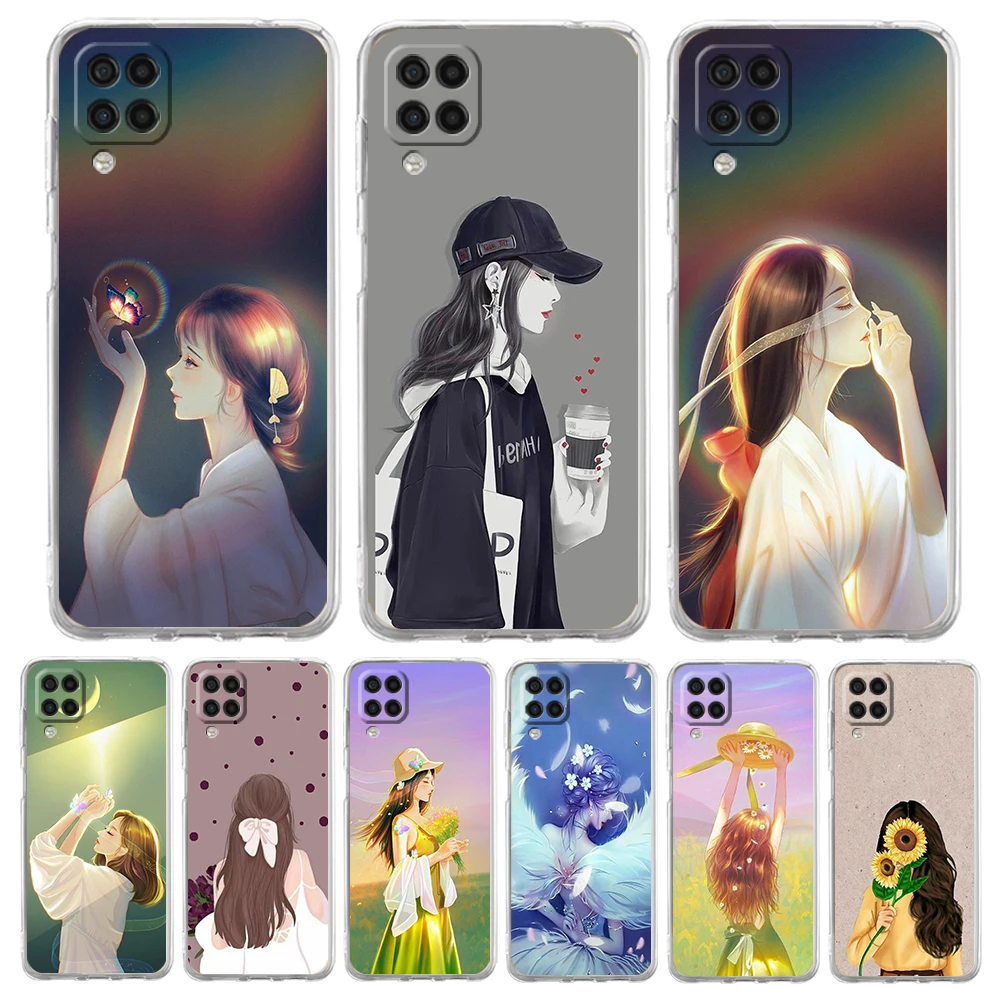 

Cartoon Scenery Girl Phone Case Cover For Samsung Galaxy A53 A32 A52 A72 A13 A22 A51 A71 A41 A31 A21S 5G Transparent Soft Shell