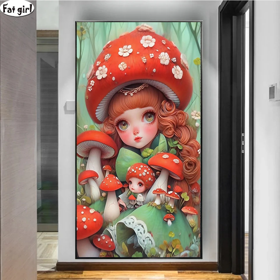 Большой размер Dream Mushroom Girl полная дрель алмазная живопись вышивка крестиком