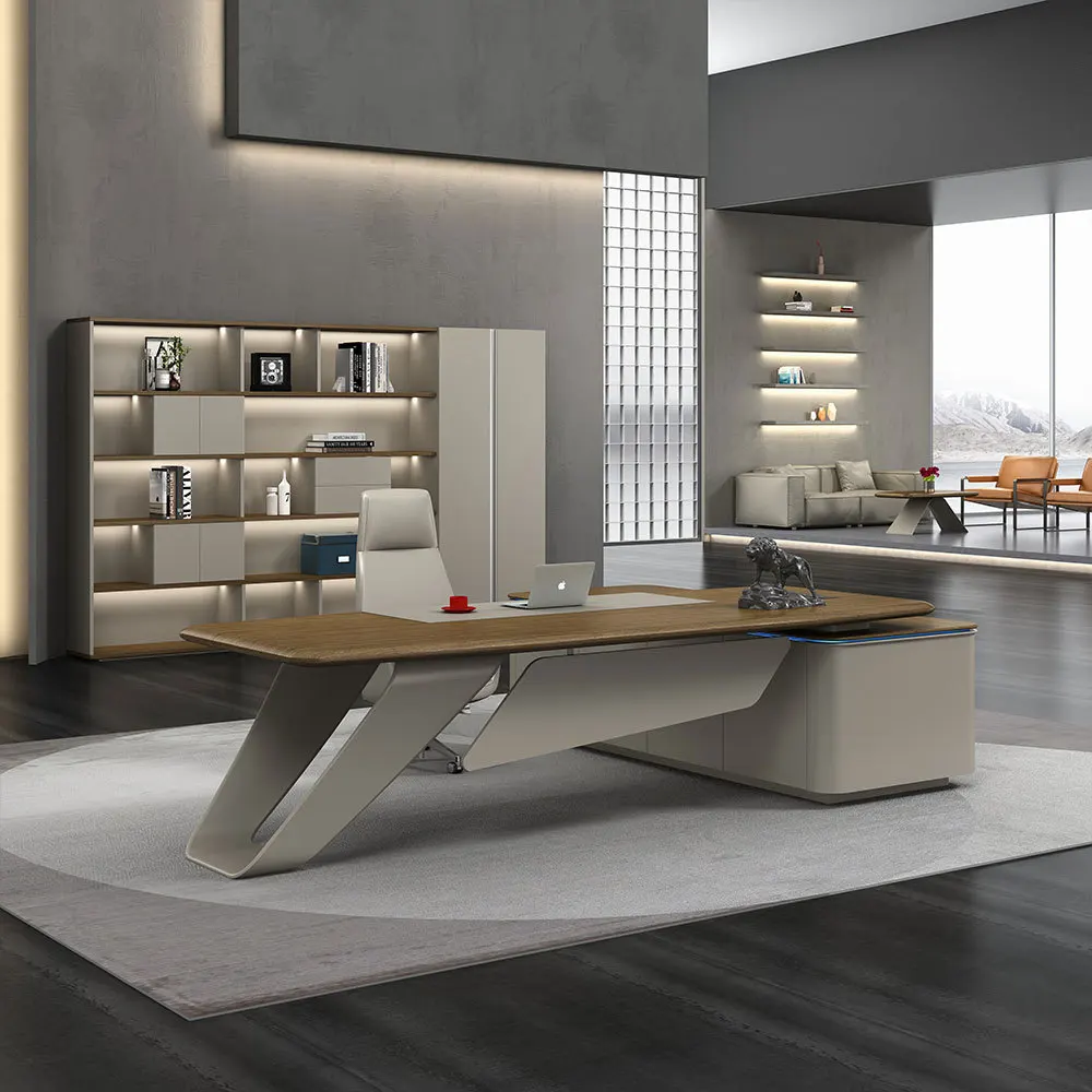 Роскошная Современная L-образная офисная мебель руководителя