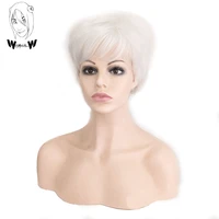 whimsical w synthetic short straight wig silver natural bangs hair wigs for women