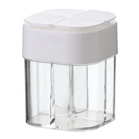 4 in 1 plastic salt pepper shaker transparent spice dispenser 4 compartment camping seasoning jar with lids for cooking bbq