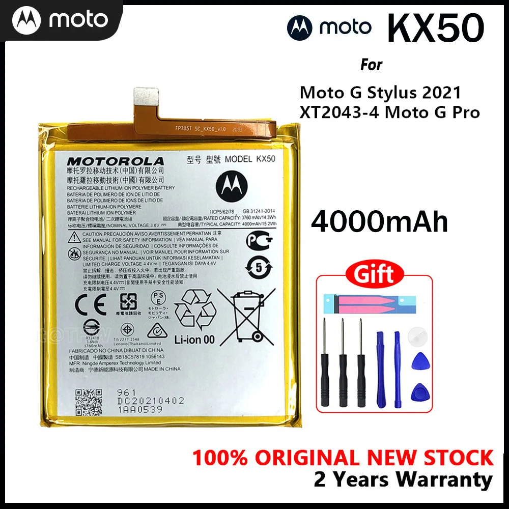 

Motorola 100% оригинальный KX50 4000 мАч аккумулятор для Motorola Moto KX50 KX 50 батарея для смартфона с бесплатными инструментами