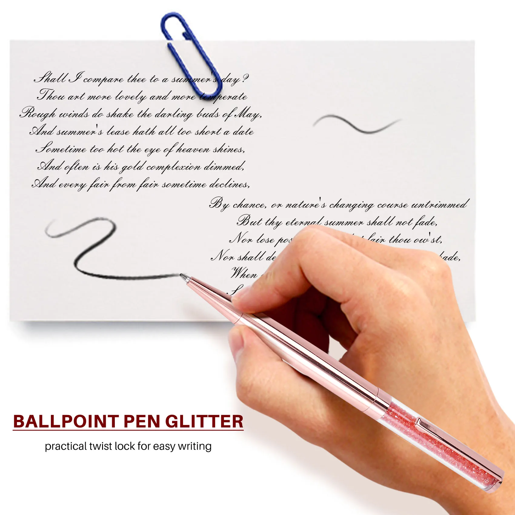 

Ручка под розовое золото Bling Crystal Ball Point черные чернила для ручки Pen с 3 дополнительными стержнями (розовое золото, 3 упаковки)