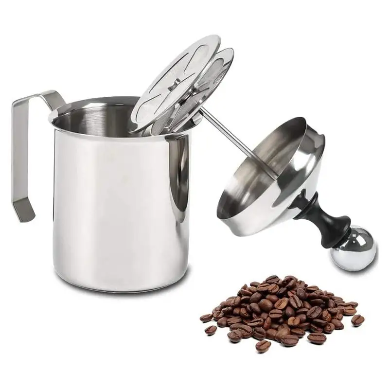 Handled Manual Milk Frother Stainless Steel Milk Foam Maker 