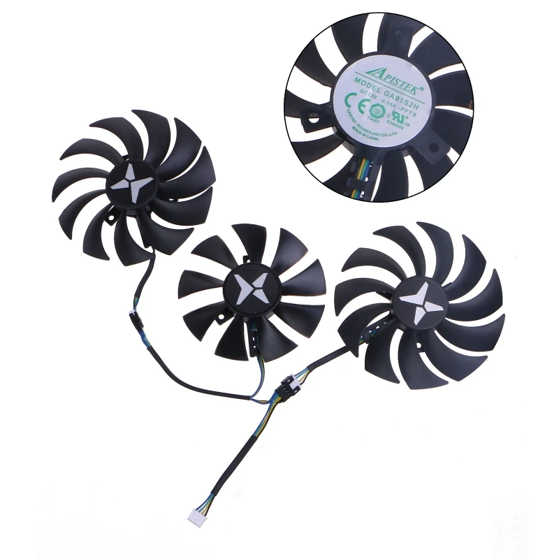 

3PCS 85MM 100MM GA91S2H VGA Fan Graphics Card Cooling Fan for Radeon RX 5600 RX5700 5700XT 4Pin 12V 0.35A Fan 2022 New