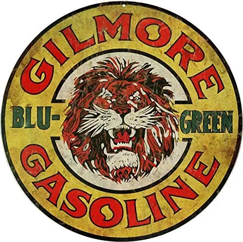 

Gilmore Gasoline Station Round Metal Tin Sign Suitable for Home and Kitchen Bar Cafe Garage Wall Decor Retro Vintage