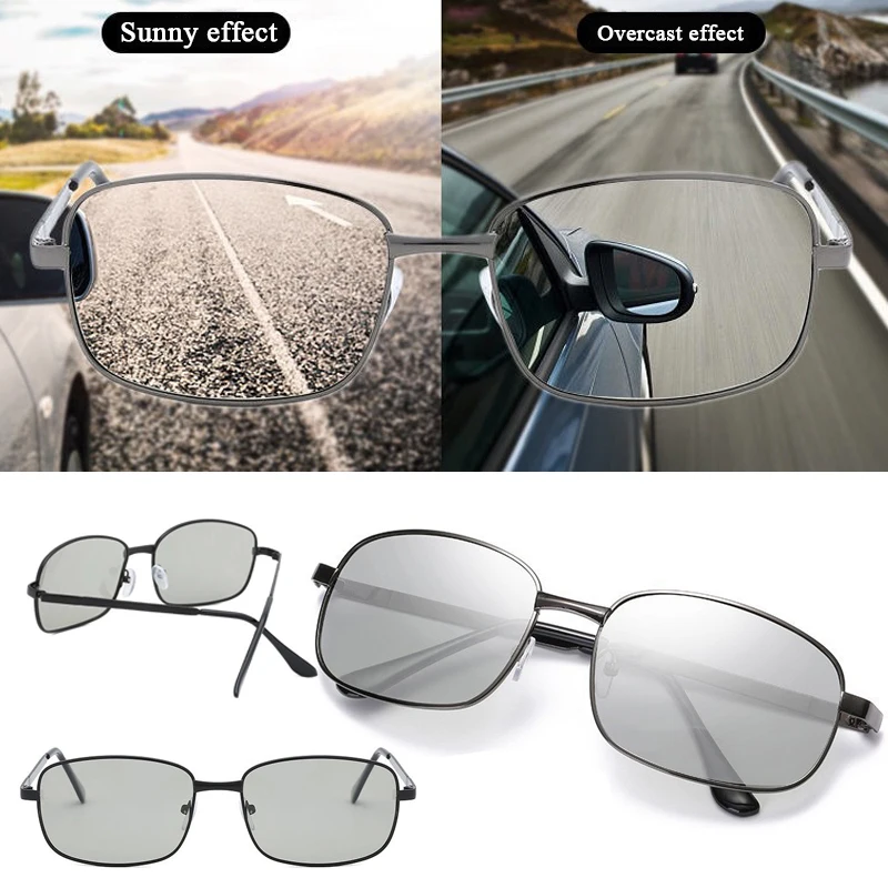 

Photochromic Sunglasses For Men Driving Polarized Sun glasses Man Designer Chameleon Glasses Change Color Eyewear Day And Night