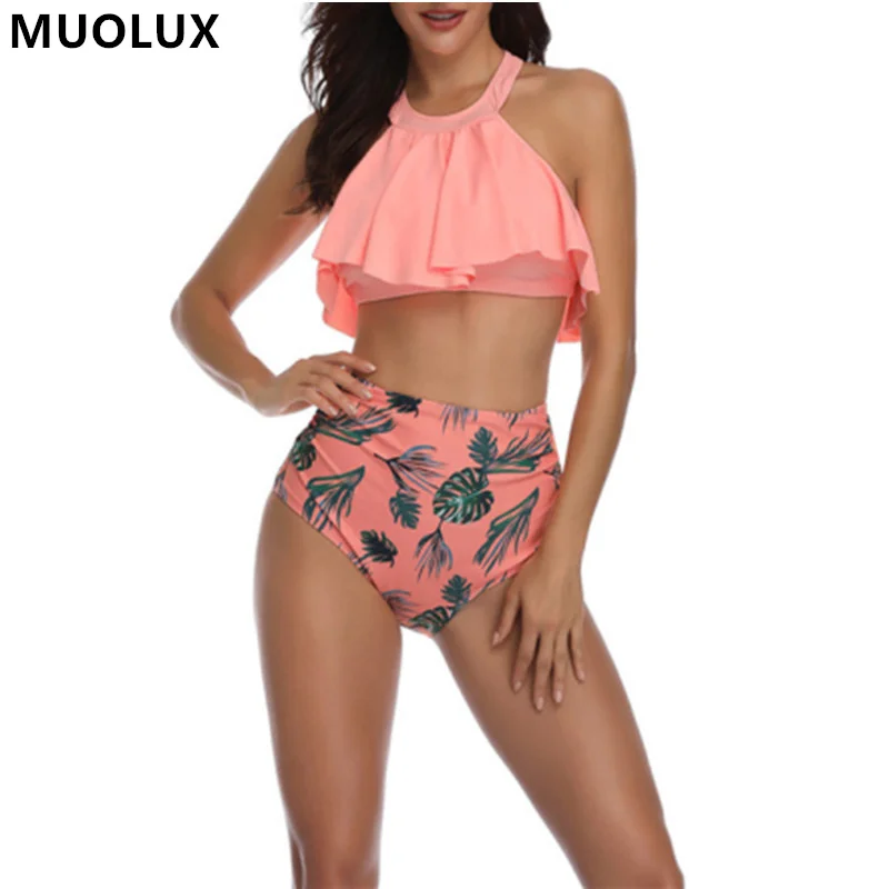 

Bikini 2022 New Arrival Women's Swimsuit 2 Pieces Swimwear Skirt Style Top High Waist Bottom Female Bathing Suit Beachwear