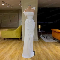 white strapless prom dress for weddings party floor length sleevless zipper back evening gown simple sheath vesitdo de novia