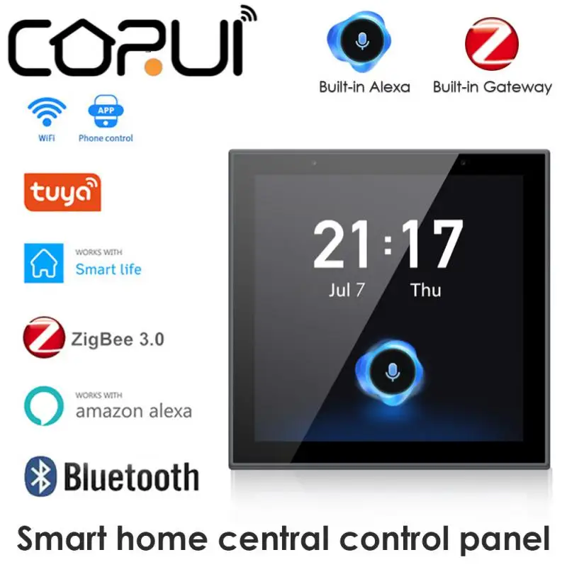 

CORUI Tuya 4 Inch Multi-functional Touch Screen Alexa Built-in Central Control Panel For Intelligent Scenes Tuya Smart Devices