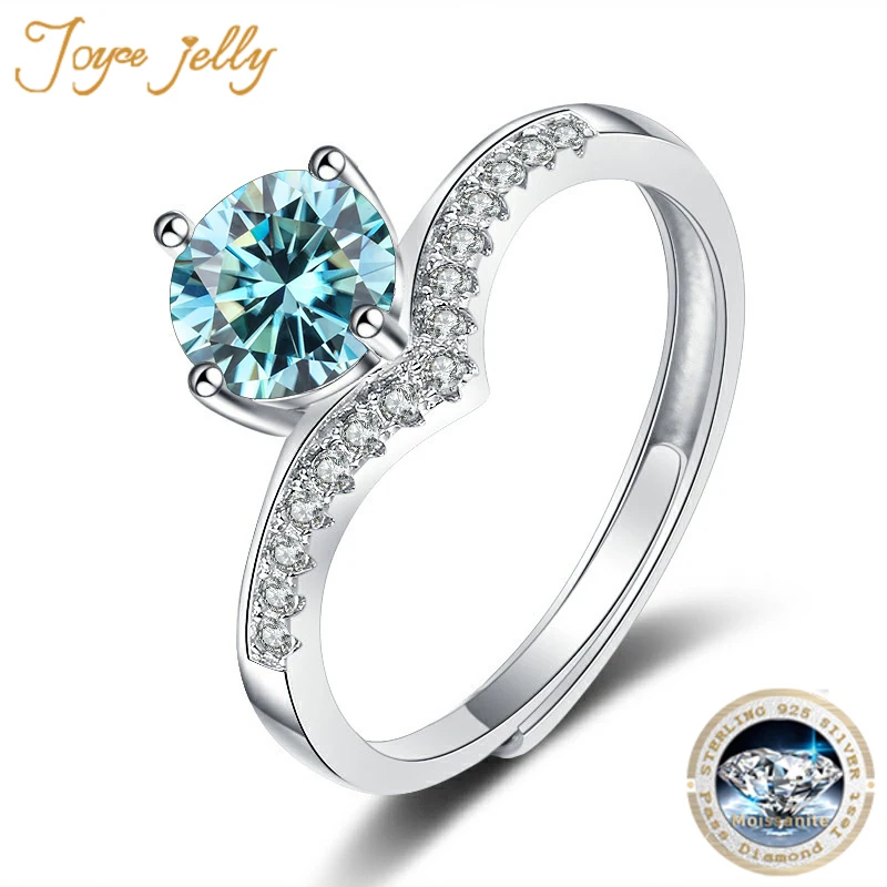

JoyceJelly 1-2 Carat Moissanite Wedding Ring Fashion Women's 925 Sterling Silver Jewelry Classic Six Claw Design Resizable Rings