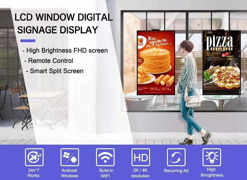 Высокая яркость окна 43 49 55 65 дюймов для использования в помещении 2500 4000 нит Android 11