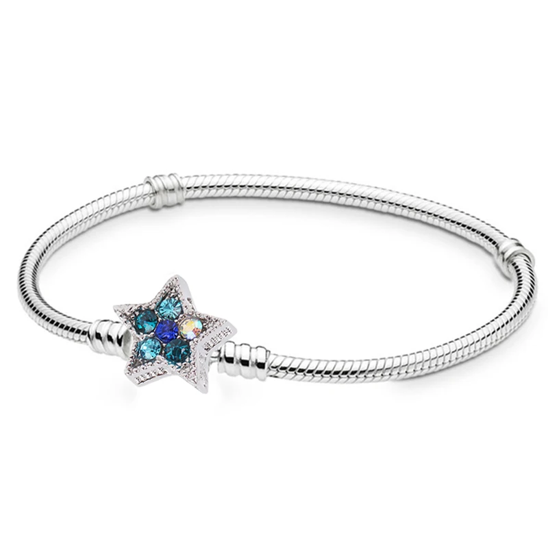 Fashion Silver Plated Snake Chain Charm Bracelet With Fallen Leaf Buckle For Women Fits Brand Bracelets DIY Jewelry Gift Making