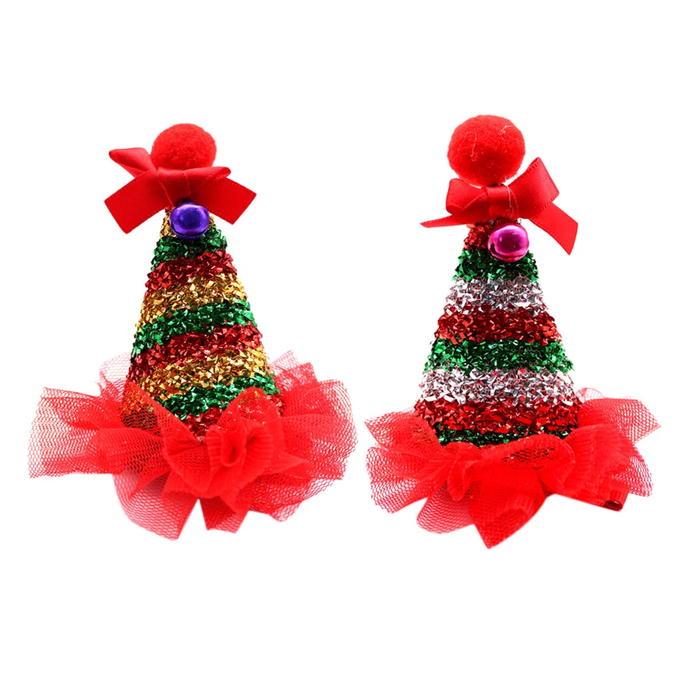 

2pcs Hair Clip Christmas Creative Hat Hair Clip Photo Props Headdress Supplies Hair Accessory