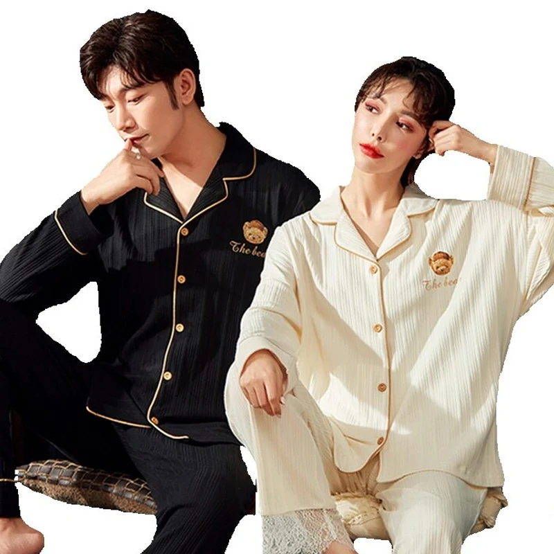 QUHENG  Autumn Men's Pajamas for Suit 2022 Winter Long Sleeved Trousers Warm Cotton Home Clothes Casual Pajama Women Suit Set