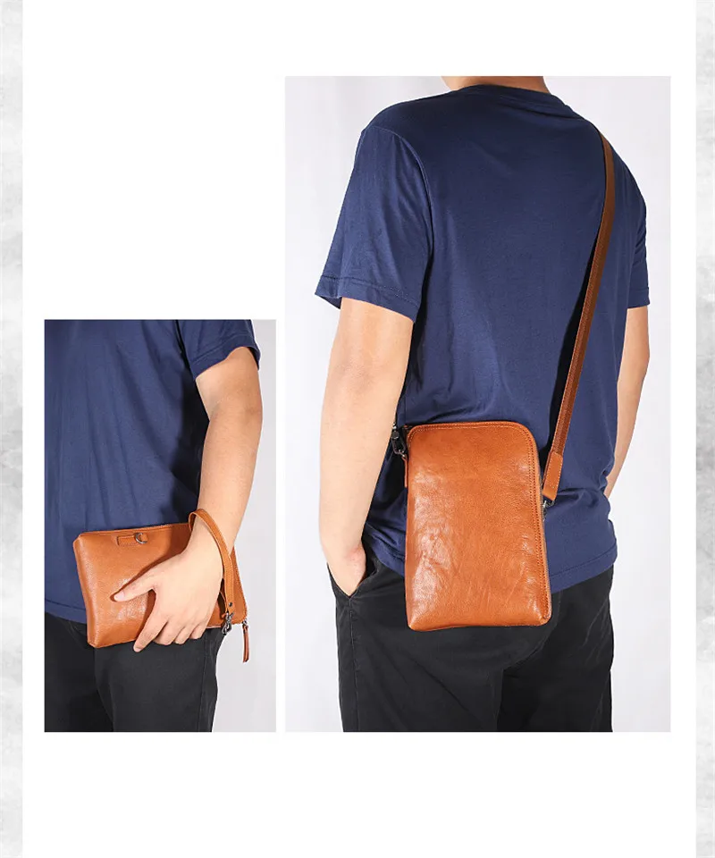 Fashion designer high-quality natural real leather men and women business clutches summer light hot sale mini messenger bag