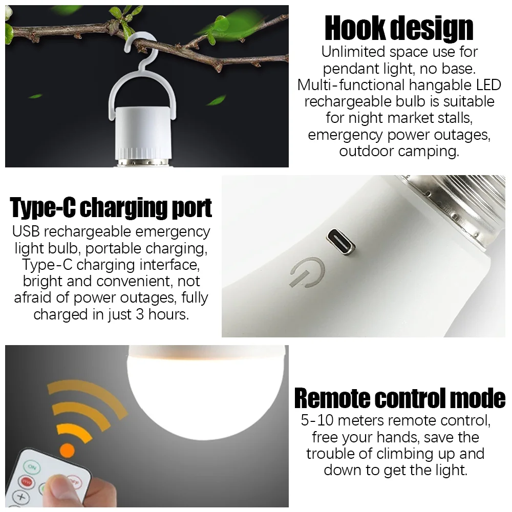 Перезаряжаемые лампочки с пультом дистанционного управления 3-цветное изменение