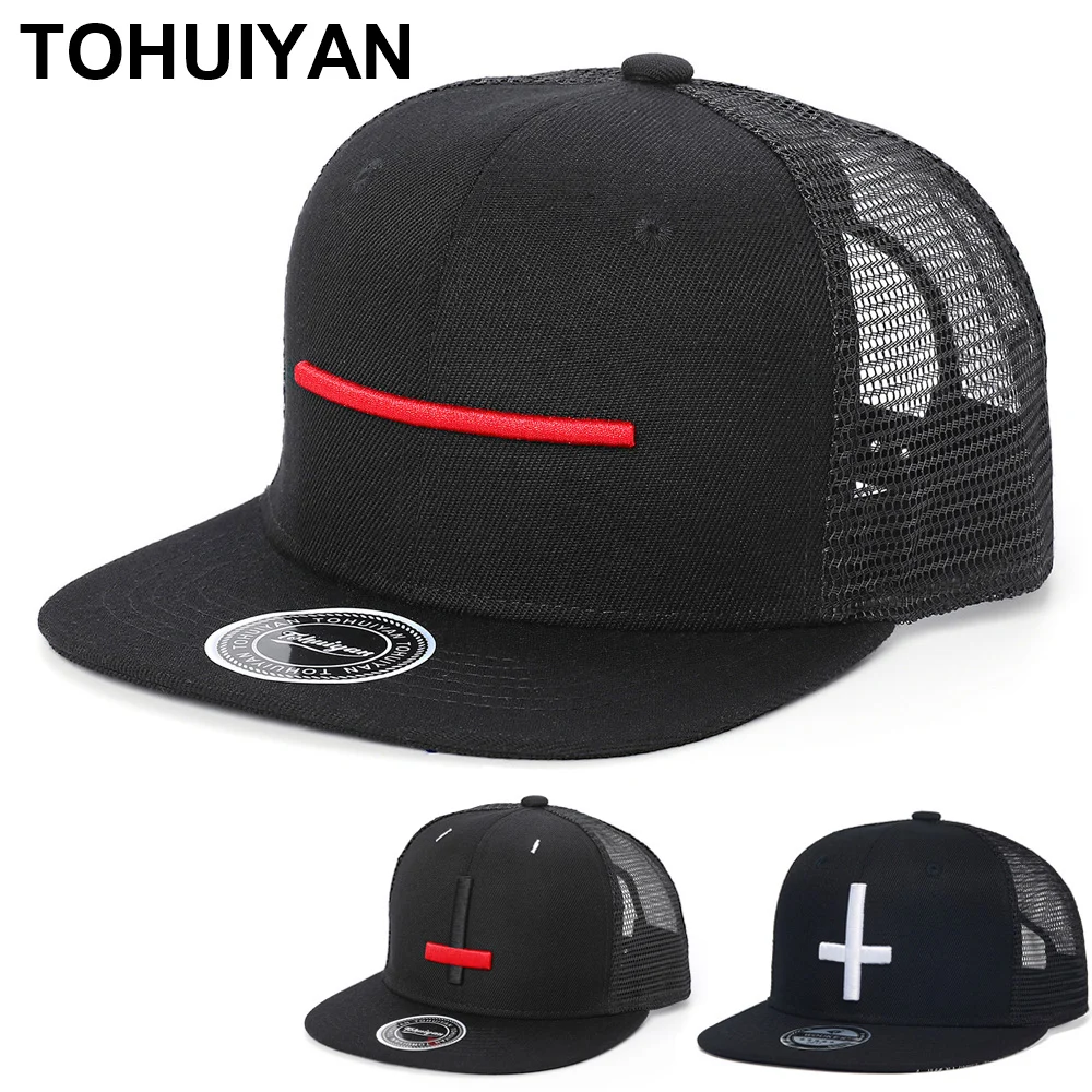 

Бейсболка TOHUIYAN с вышивкой для мужчин и женщин, Кепка-тракер из дышащей сетки с плоскими полями в стиле хип-хоп, летняя