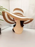 hats gorras sombreros capshat striped print wide brim straw hat beach