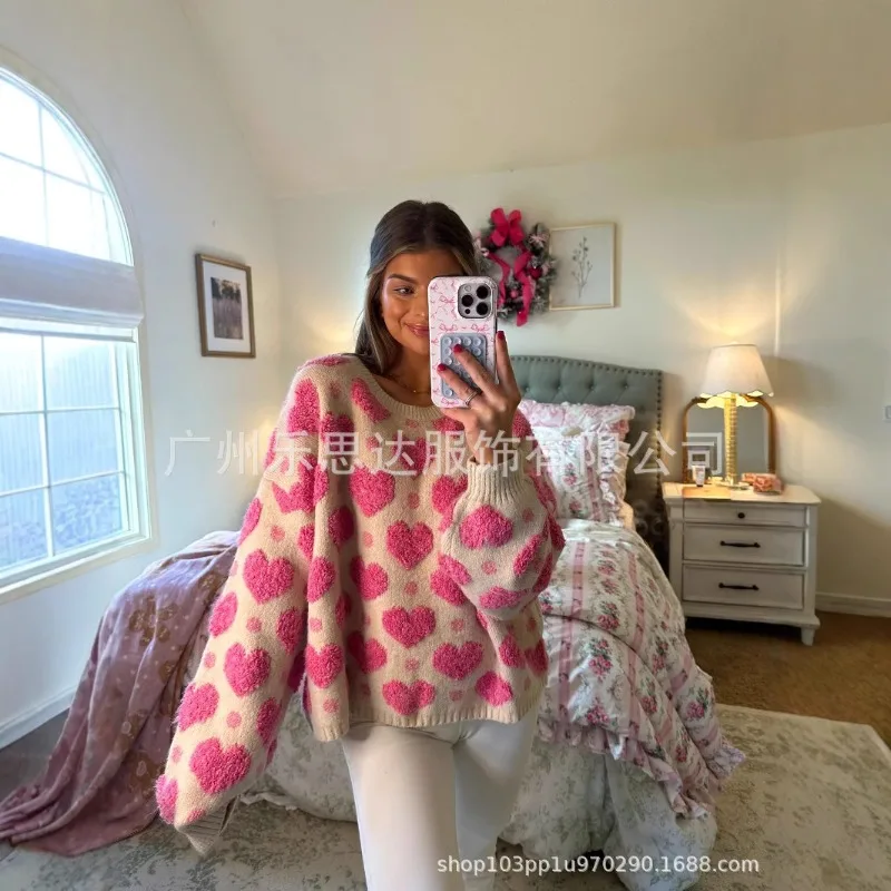Осень-зима 2023 новый шикарный свитер Chill Losse для женщин толстый вязаный с сердечным