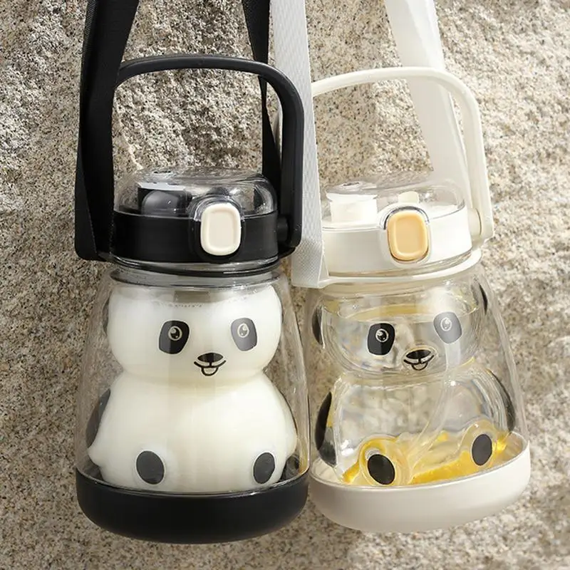 

700ml Cute Panda Water Bottle For Girl Kid With Straw Summer Large Capacity Juice Milk Bottle School Sport Drinking Cup BPA Free