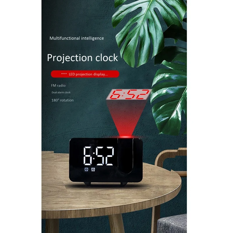 

Проекционный будильник для спальни, проектор с цифровым светодиодным дисплеем температуры и влажности, проектор