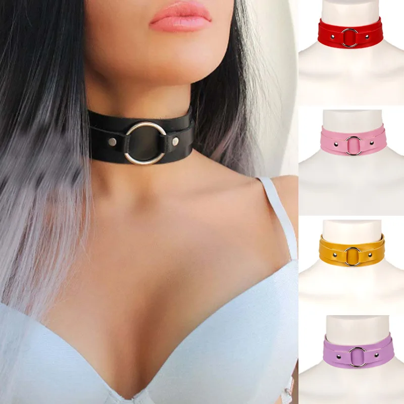 

Sexy Punk Rock Gothic Chokers Necklace PU Leather Bondage Cosplay Goth Collar For Women Jewelry Statement Gift
