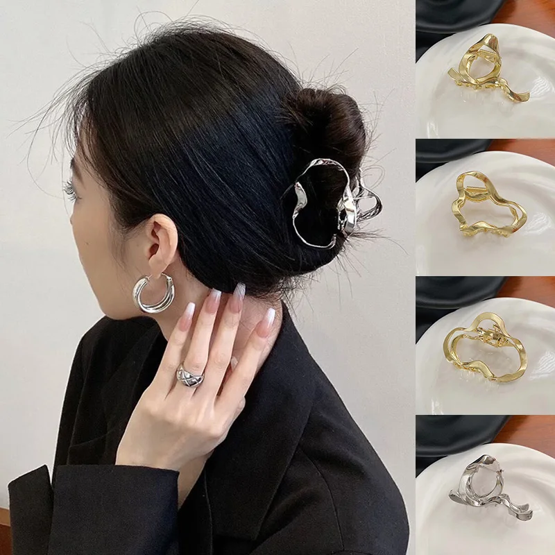 

Geometric Irregular Alloy Shark Clamps Hair Crab Shape Metal Hair Clip Claws Solid Color Accessories Hairpin Mini Size for Girl