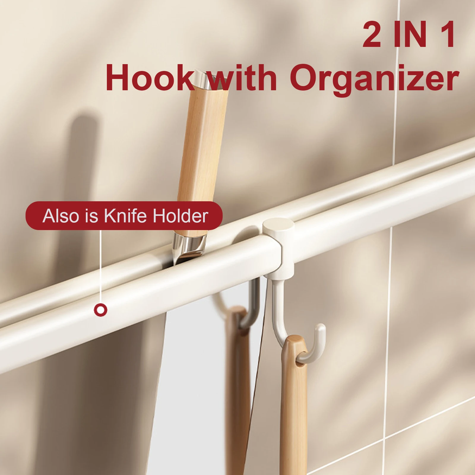 Стеллаж с крючками для кухни настенные вешалки без отверстий рельсовая полка