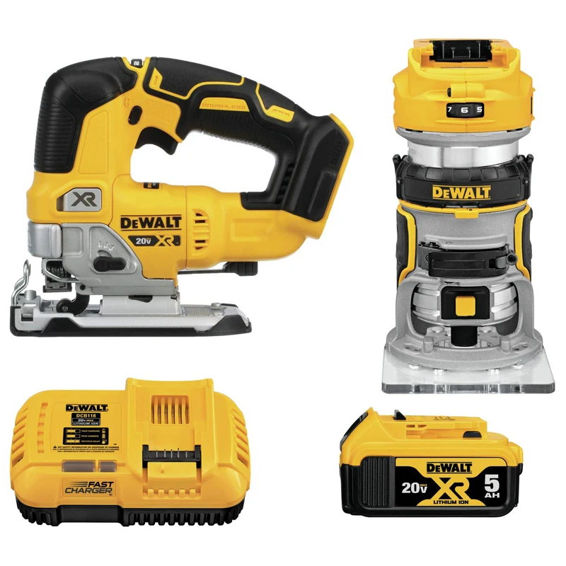 DEWALT DCK201P1 20V Brushless Router Jig Saw Cordless Woodwo