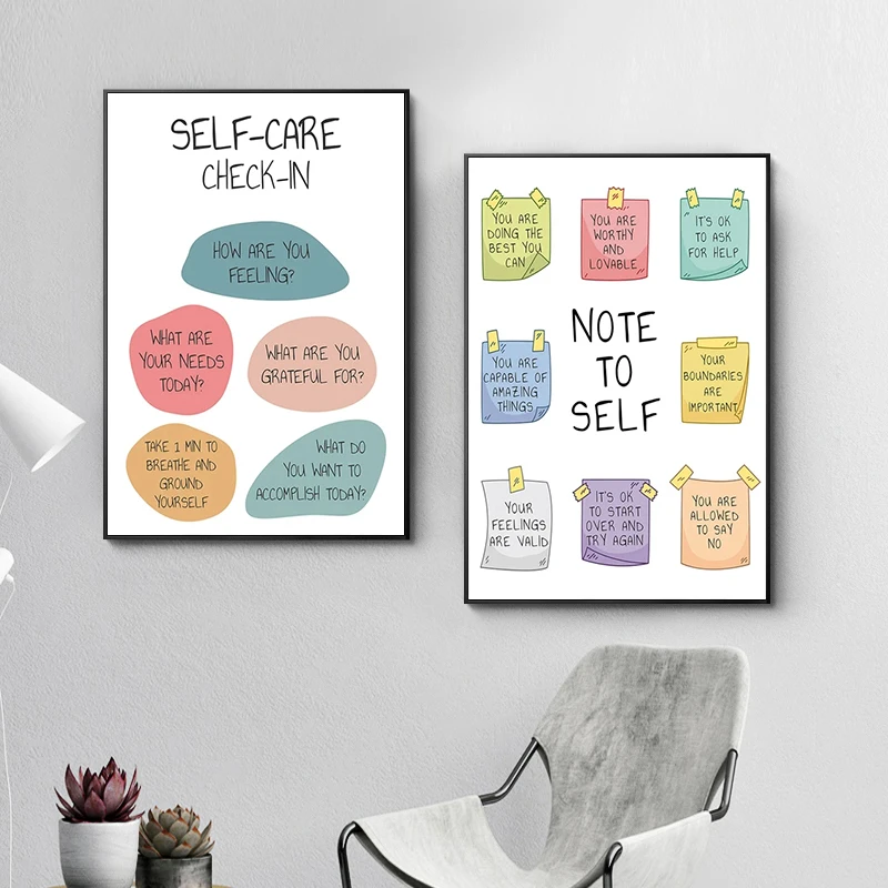 

Mental Health Inspiring Quote Canvas Paintings Nordic Wall Art Pictures Poster Print for Living Room Home Decoration