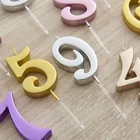 Цифровая свеча с пайетками, топпер для торта для девочек и мальчиков, 0 1 2 3 4 5 6 7 8 9, детские праздничные украшения