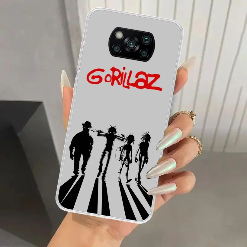 Чехол Gorillaz для телефона с аниме Xiaomi Poco X6 X5 X4 X3 Nfc F6 F5 F4 GT F3 F2 Pro F1 M5S M4 M3