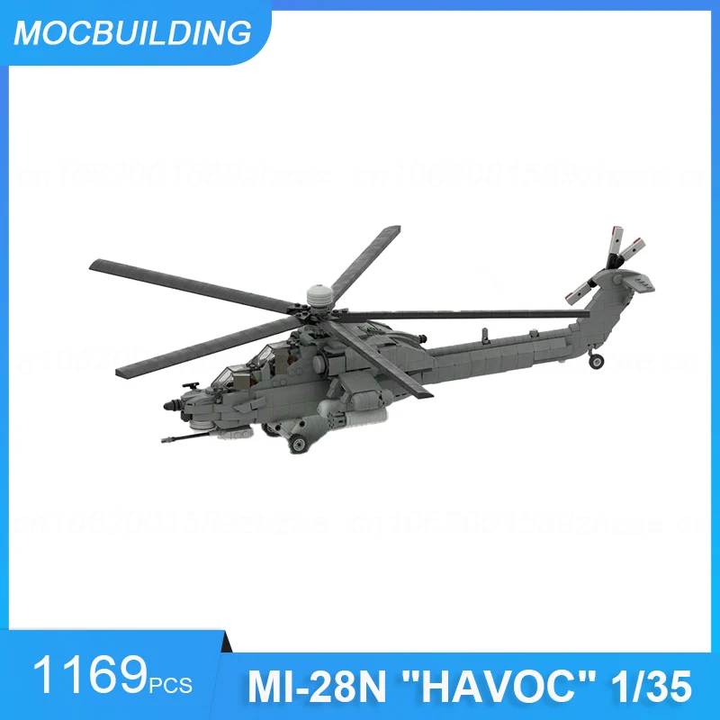 

MOC Building Blocks Mil MI-28N "HAVOC" 1/35 Scale Aircraft Model DIY Assembly Bricks Military Transportation Toys Gifts 1169PCS