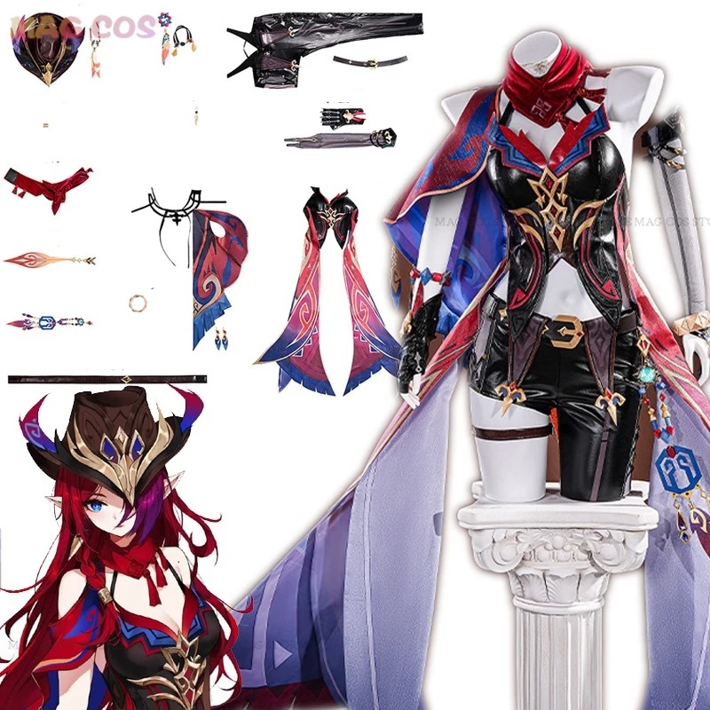 Genshin Impact Chasca Косплей Lore Костюм Парик Игра Новый костюм для ролевых игр Женский