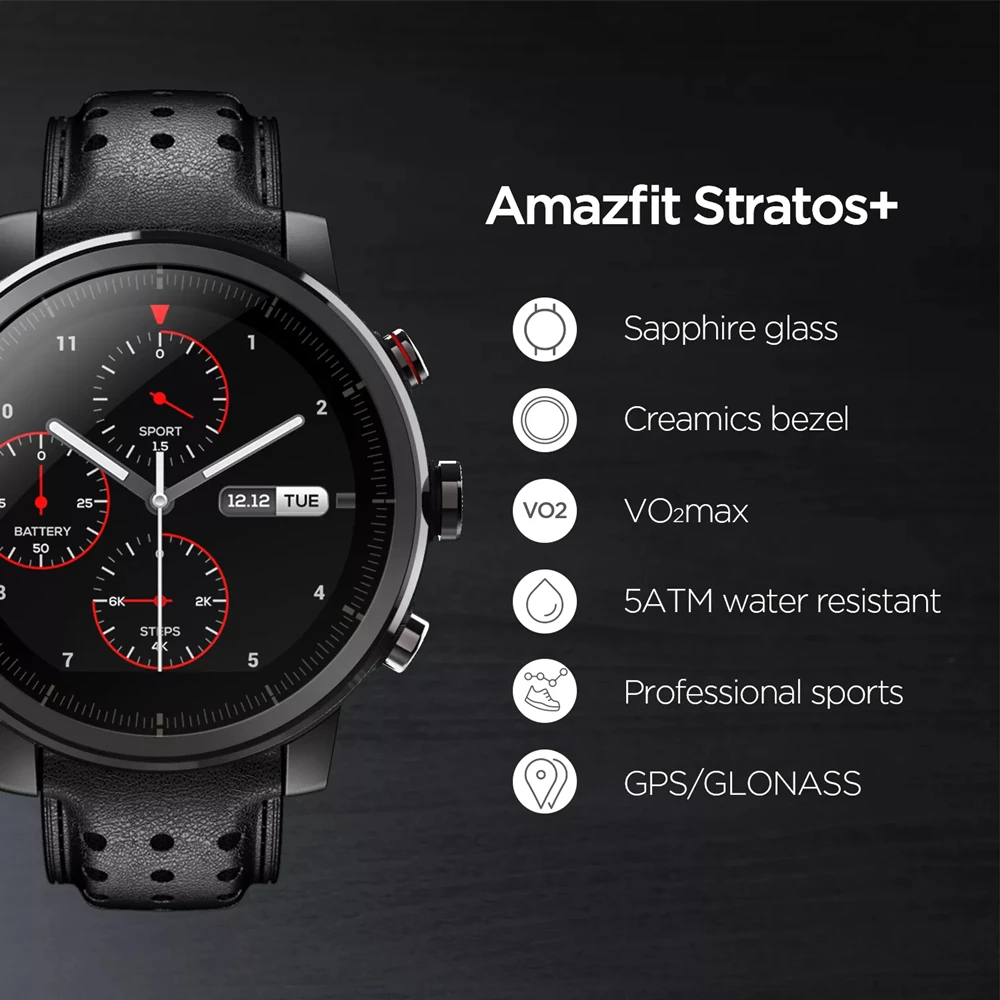 Оригинальные Смарт-часы Amazfit Stratos + 2S для фитнеса спортивные часы Android IPhone 5ATM