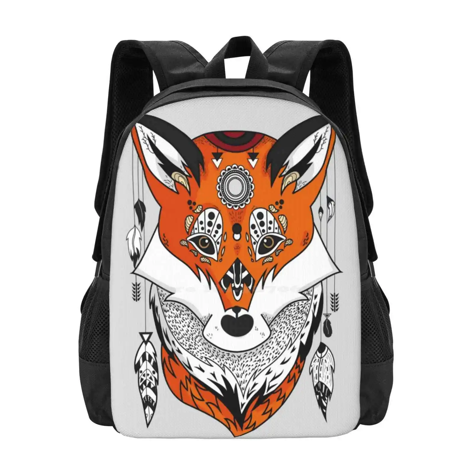 

Teen College Student Backpack Pattern Design Bags Ethnic Vector Orange Animal Forest Nature Cute Kawaii Redhead Firefox Geek