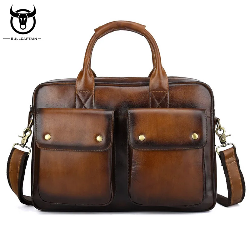 Мужская сумка из натуральной кожи деловая сумка-мессенджер с верхней ручкой