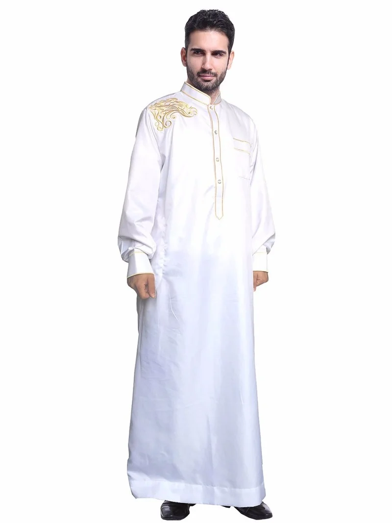 Muslim Clothing Men Jubba Thobe Stand Collar Islamic Kaftan Kimono Long Robe Saudi Musulman Abaya Caftan Islam Dubai Arab Dress